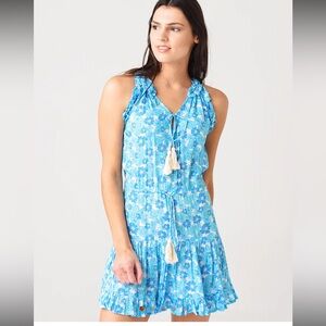 Cool Change Blue Floral Halter Swim Cover-Up Dress